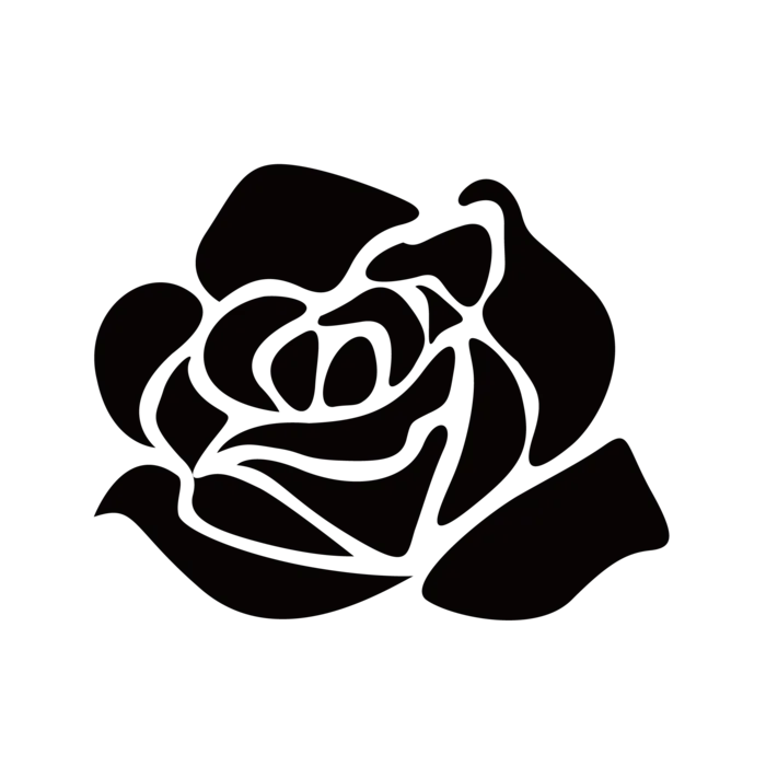 手绘玫瑰花黑色免扣