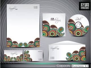潮流时尚现代包装设计CD套信封名片信纸笔矢量素材EPS格式