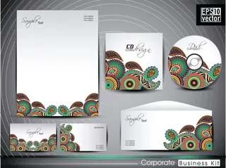 潮流时尚现代包装设计CD套信封名片信纸笔矢量素材EPS格式