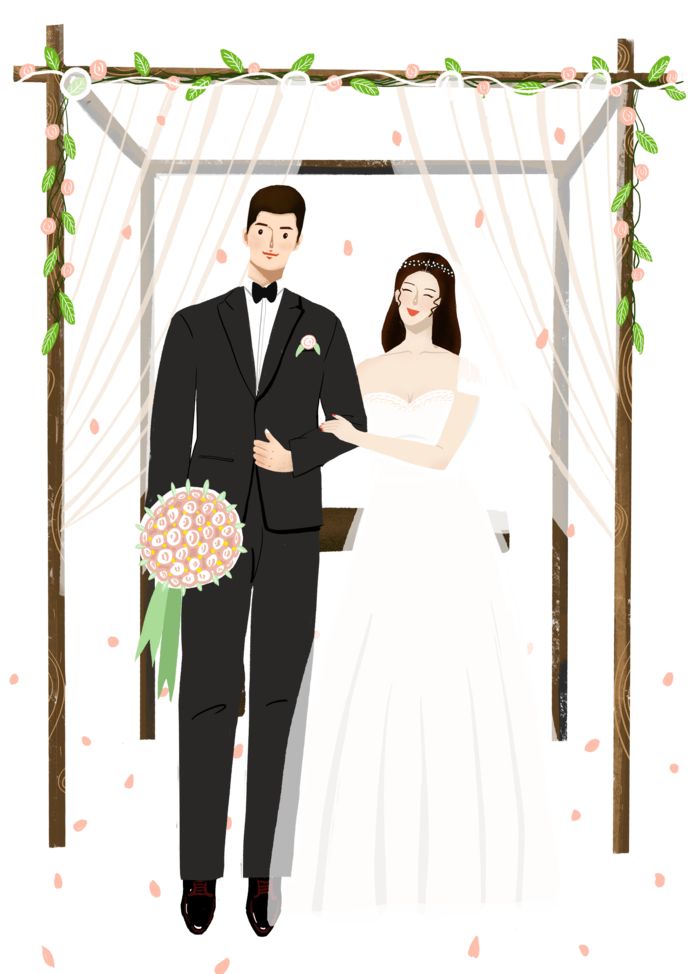 婚纱卡通人物婚礼白纱结婚婚纱摄影手绘