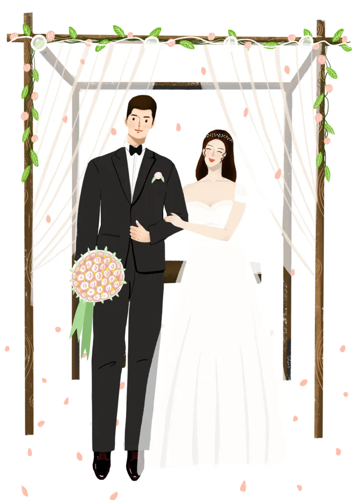 婚纱卡通人物婚礼白纱结婚婚纱摄影手绘