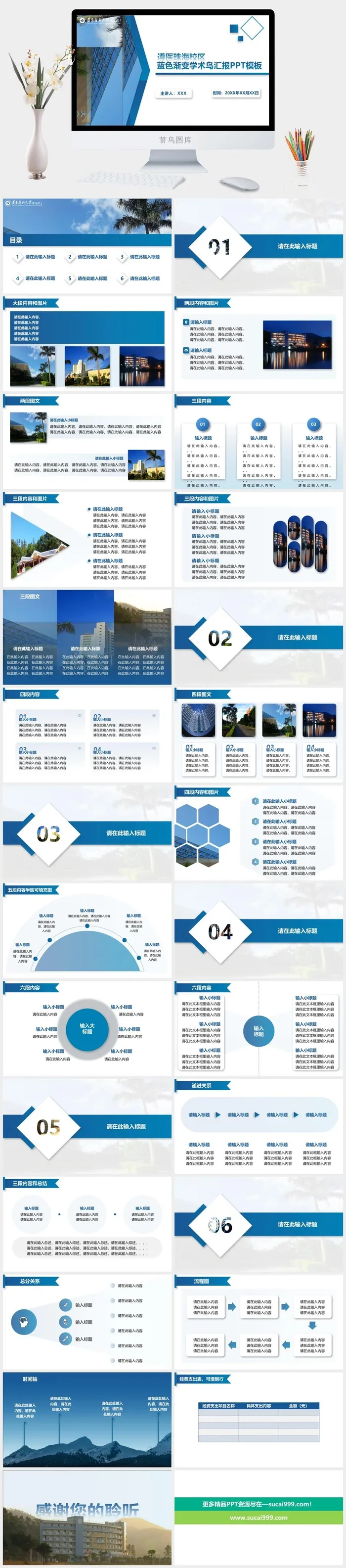 遵义医科大学珠海校区学术风汇报通用ppt模板