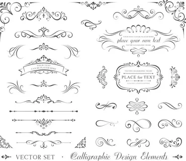 欧式复古线条边框花纹AI矢量LOGO角框花边分割线设计PSD卡片素材