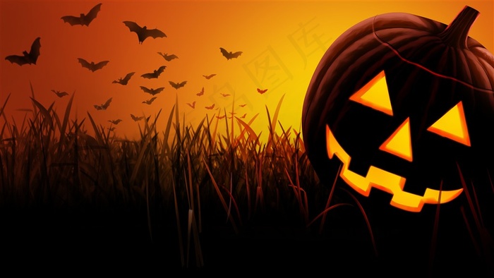 黑暗系背景南瓜灯