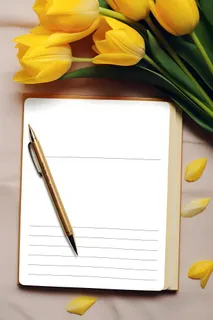康乃馨黄色纸张笔唯美背景