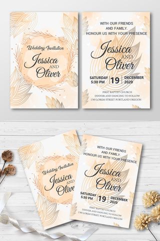 现代浅粉色结婚婚礼贺卡