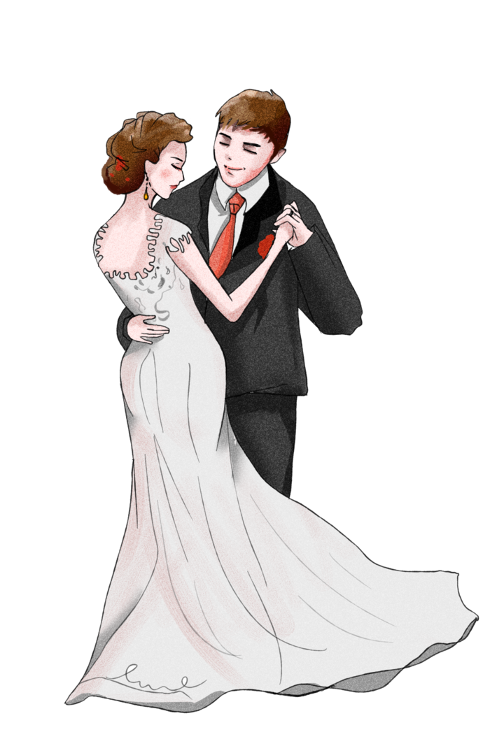 婚纱卡通人物婚礼白纱结婚婚纱摄影手绘