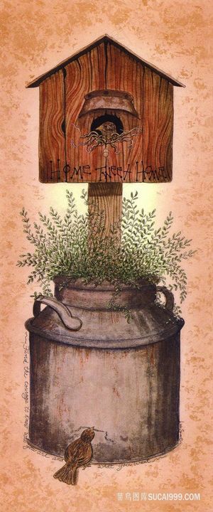 鸟窝时尚水彩艺术油画