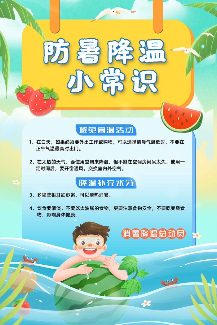 防中暑降温海报psd模版下载