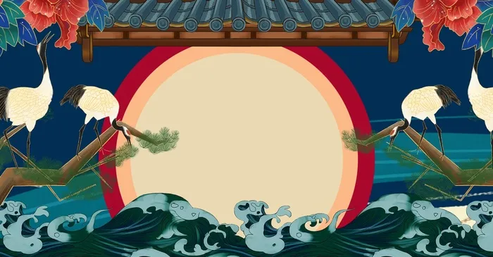 国潮风格海报背景psd模版下载