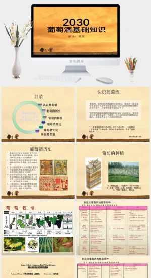 红酒葡萄酒知识培训宣传介绍PPT模板预览图