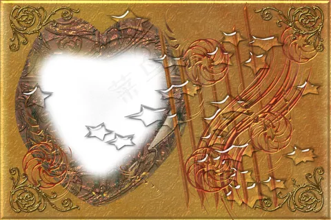 心型黄色背景相框图片 心型黄色背景相框图片
