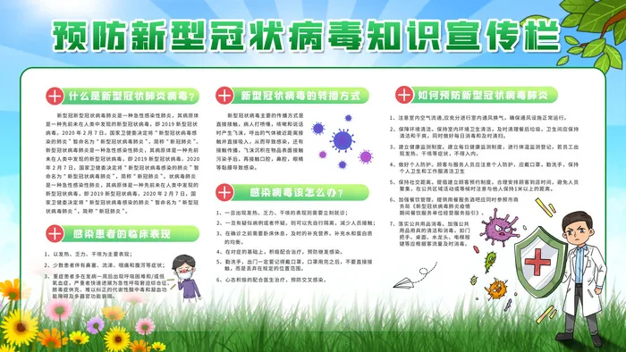 绿色新冠德尔塔病毒校园防疫展板psd模版下载