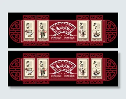 校园文化墙廉政文化国风扇形边框