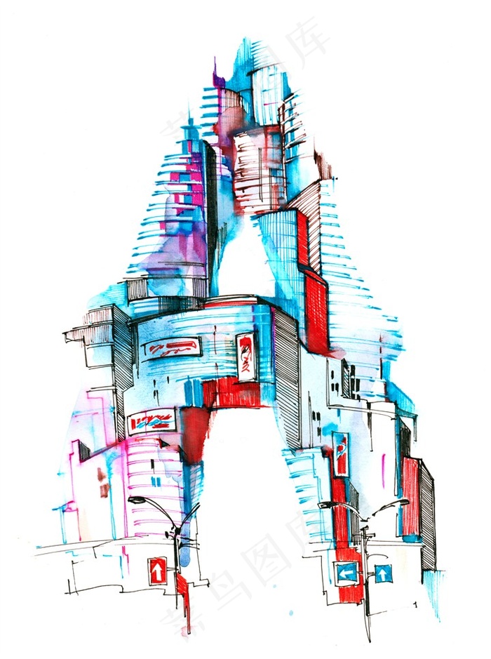 水墨建筑造型高清图片