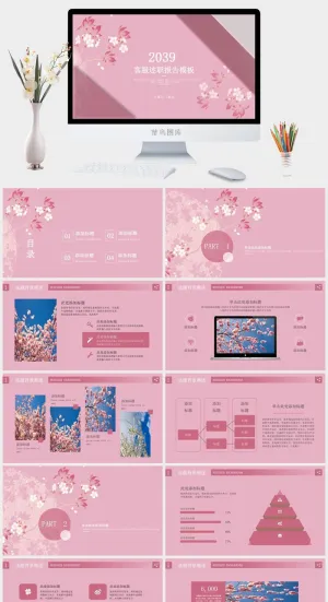 客服服务人工回复述职工作报告PPT模板预览图