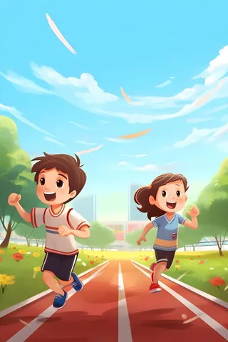 学校操场学生蓝天背景