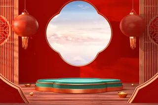 中国风古典背景红色喜庆新年主图背景