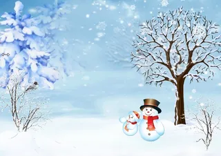 圣诞节蓝天白色风景背景墙