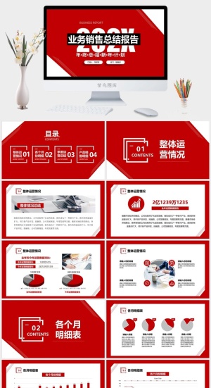 销售工作总结PPT模板预览图