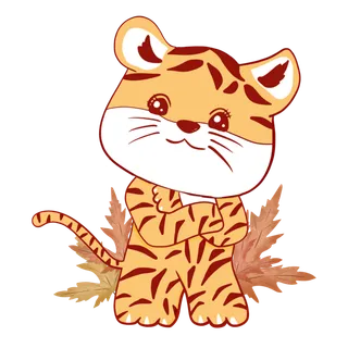 卡通小老虎PNG免抠插画素材可爱动物老虎插画贴图PNG免抠设计素材