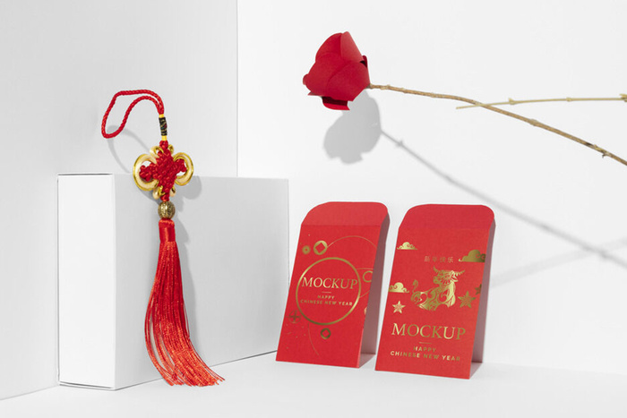 两个红包样机白色背景