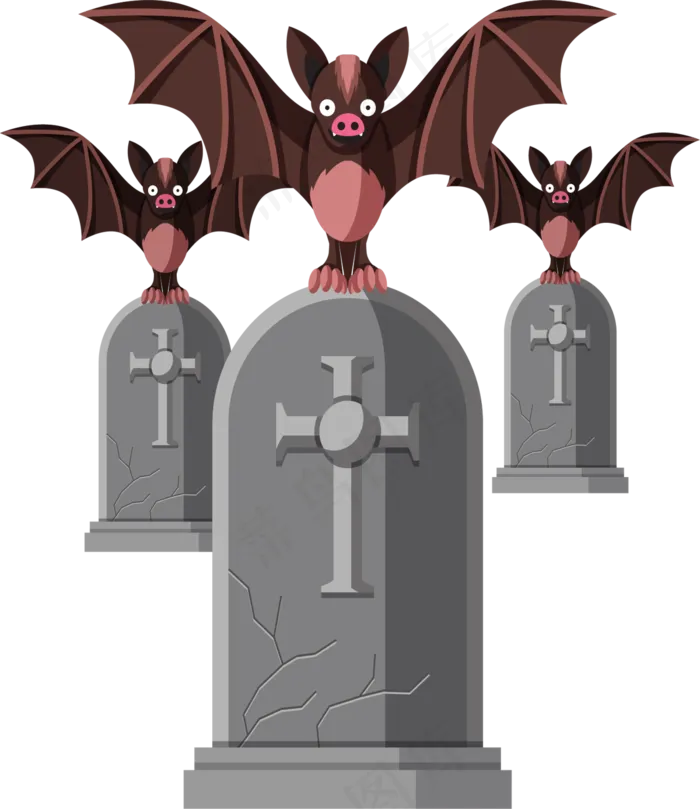 万圣节节日元素蝙蝠墓碑