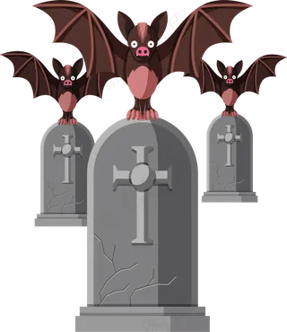 万圣节节日元素蝙蝠墓碑