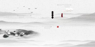 中国风传统水墨古风古典展板边框工笔画PS海报背景平面设计素材