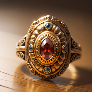 金色红宝石蓝宝石戒指插画