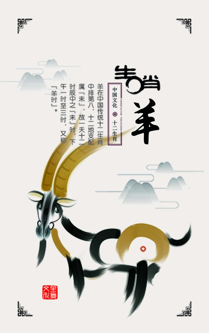 十二生肖未羊psd模版下载