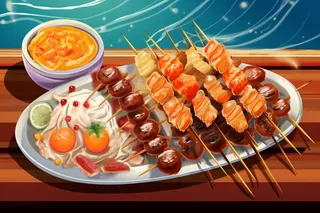 烧烤烤肉美食食物插画素材背景