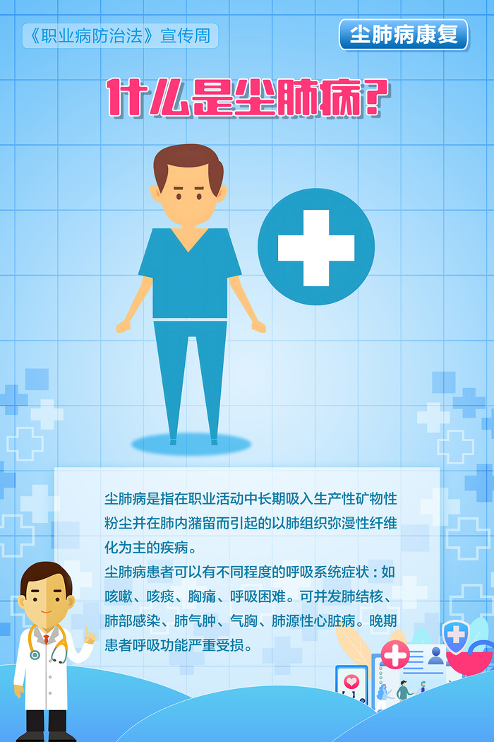 职业病防治尘肺病的康复治疗海报psd模版下载
