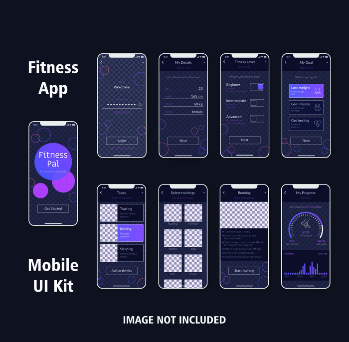 手机移动端整套APP交互UI界面套图作品集EPS矢量图设计素材eps,ai矢量模版下载