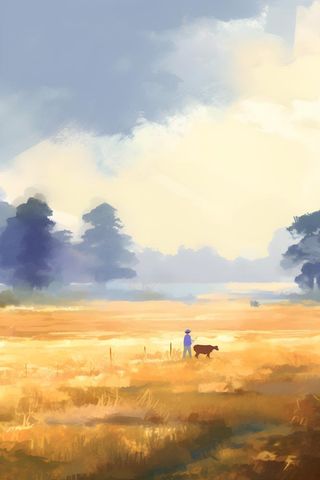 田园丰收手绘背景