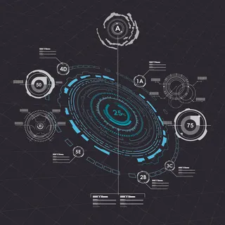 科幻未来科技操作仪表盘HUD元素图游戏UI图标界面边框矢量AI素材