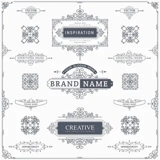 免抠复古花纹标签