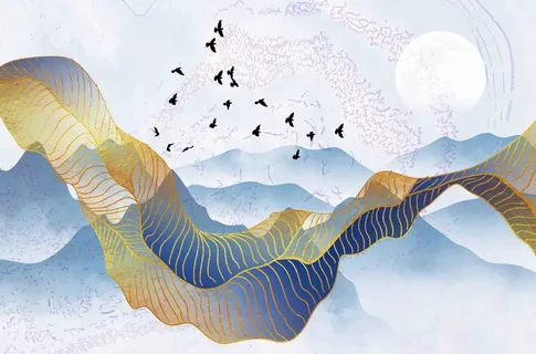 新中式山水背景墙