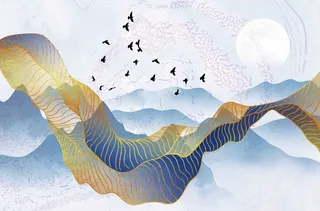 新中式山水背景墙