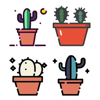 盆栽仙人掌矢量免扣素材