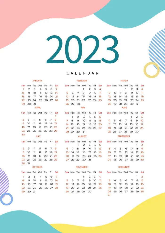 水彩兔年2023日历psd模版下载