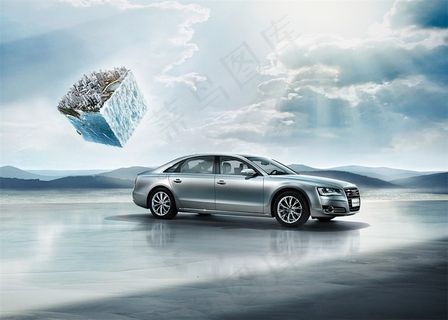 奥迪汽车海边城市幻想概念广宣大图