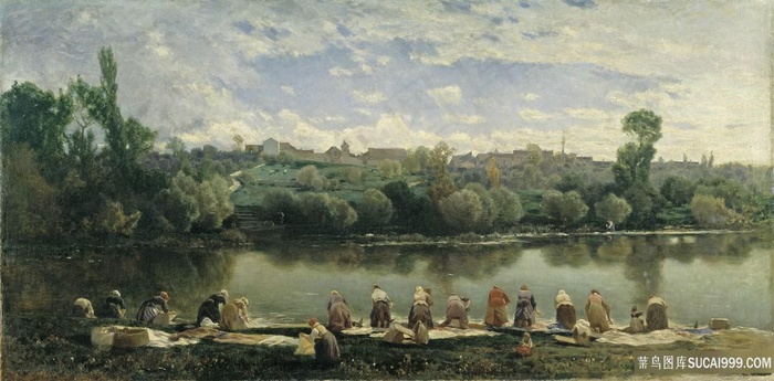 唯美河流风景画油画