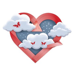 爱心白云信封情人节免抠