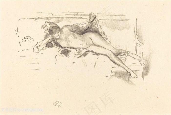 惠斯勒素描裸体女性装饰画