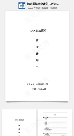 综合医院商业计划书Word文档