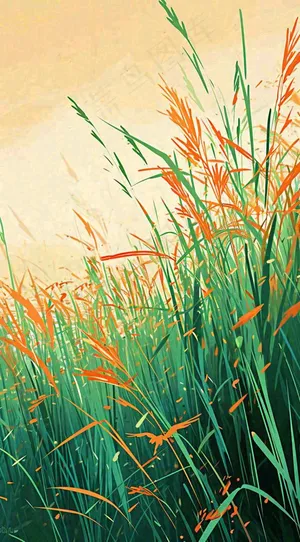 春天野草疯长水彩画，立春，春分