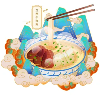 国潮中国风传统小吃食物地方特色菜美食元素插画海报图片素材