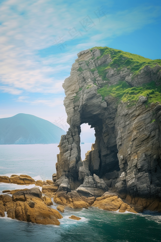 海洋海岸礁石风景摄影图