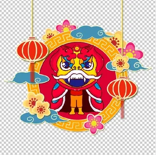 设计祝贺新年舞狮背景
